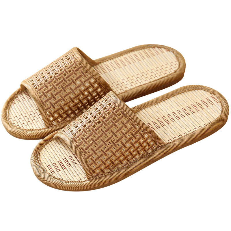 Soft Bottom Couple Straw Mat Slippers